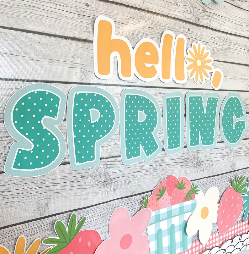 Spring Bulletin Board Kit Spring Decor April Edition Etsy