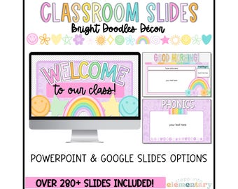 Bright Doodles Classroom Slides | Teacher Organization (Google Slides & PowerPoint)