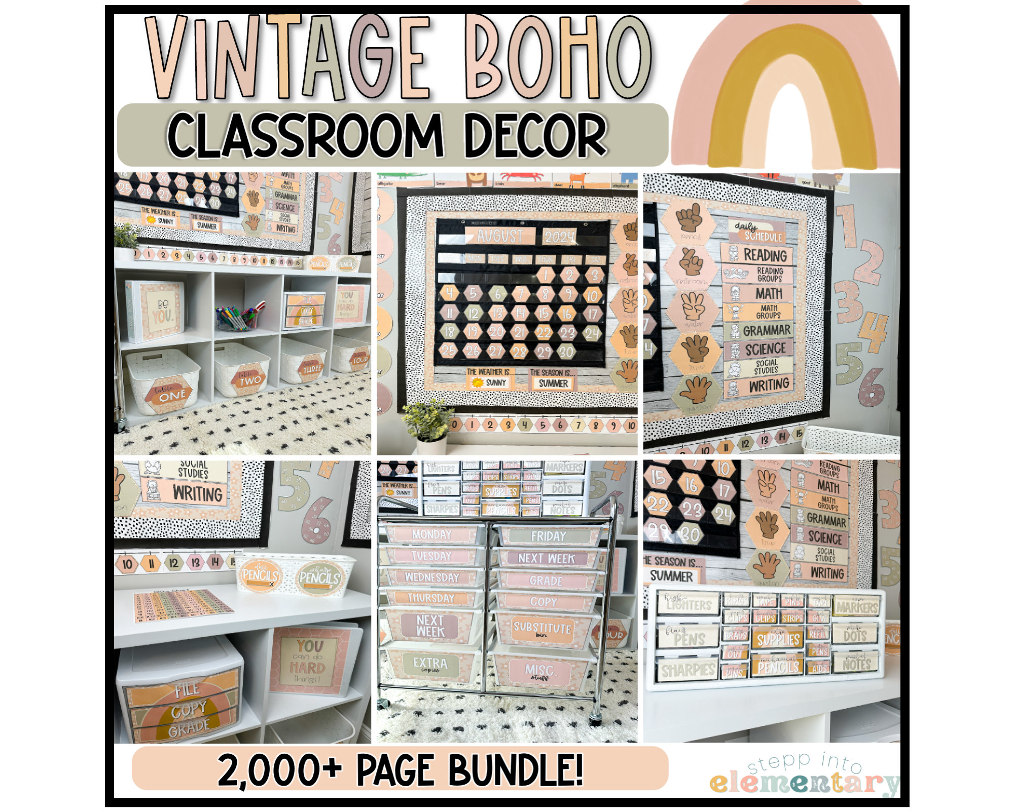 Vintage Boho Classroom Decor | Boho Themed Classroom Decor 2,000+ Page Bundle!