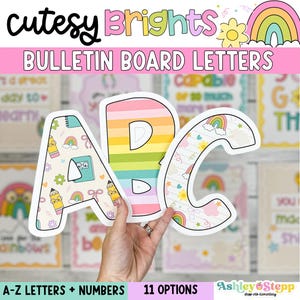 A-Z Bulletin Board Lettering | Cutesy Brights Decor | Bulletin Board Decor | Bright Back to School Classroom Decor