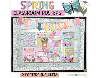 Spring Classroom Posters Set | Wildflower, Butterfly Theme (Digital Download)