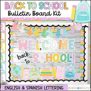 Kit de tablero de anuncios de regreso a la escuela / Decoración de garabatos brillantes / Kit de tablero de anuncios / Decoración de aula brillante y moderna + simple