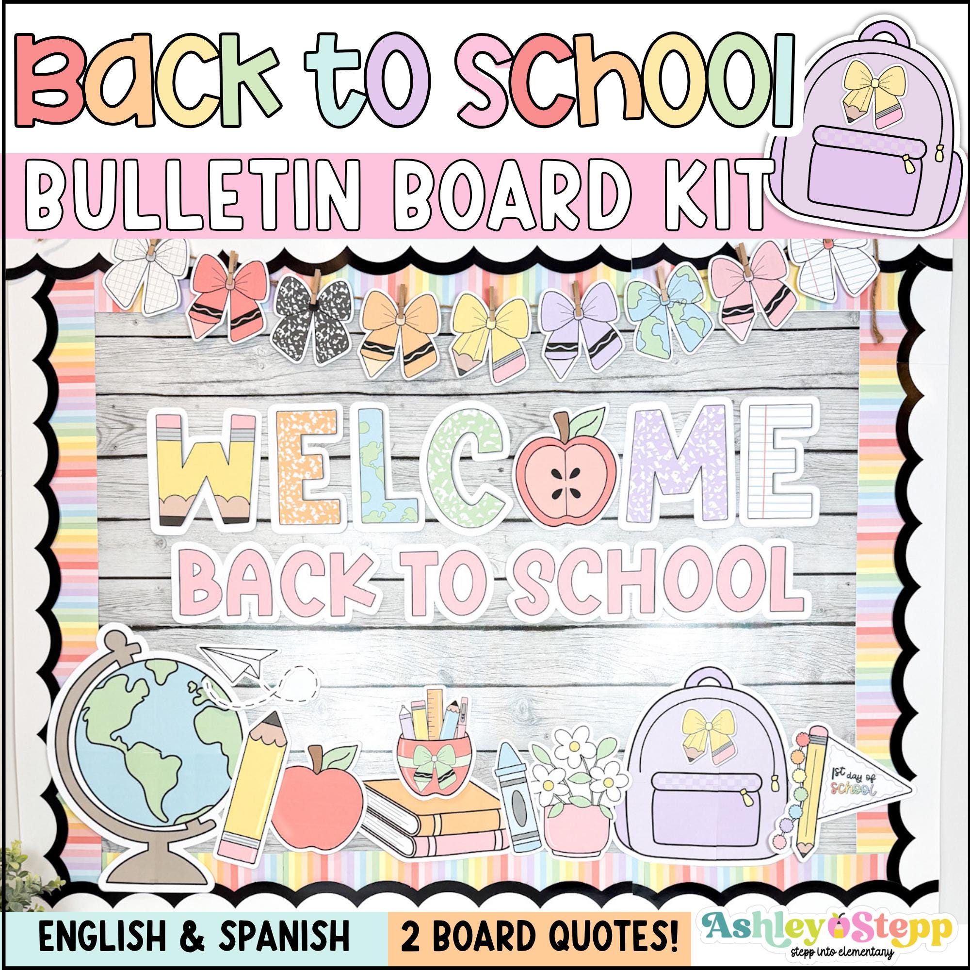 Back to School Bulletin Board Kit | Pastel Composition Notebook Decor ...