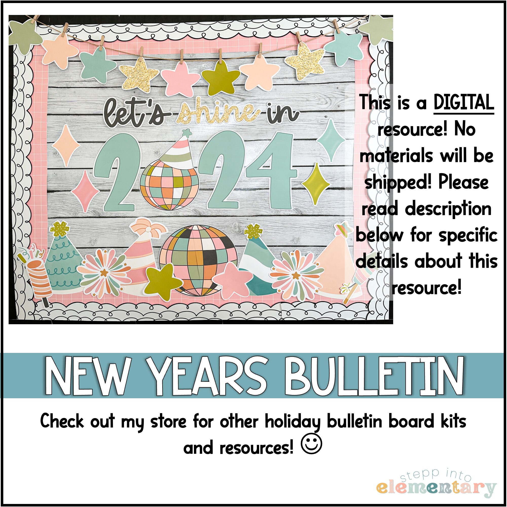 New Years Bulletin Board Kit | 2024 Edition | New Year Classroom Decor ...