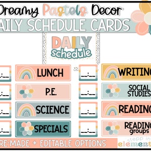 Dreamy Pastels Daily Schedule Display & Cards | Editable | Trendy + Pastel Classroom Decor