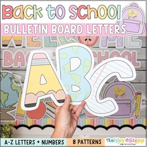 A-Z Bulletin Board Lettering | Back to School Decor | Bulletin Board Decor | Composition Notebook & Bows Themed Bulletin Letters
