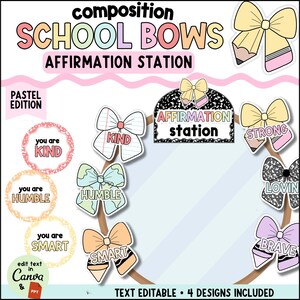 Affirmation Station | Composition Notebook Decor | Pencil Bows