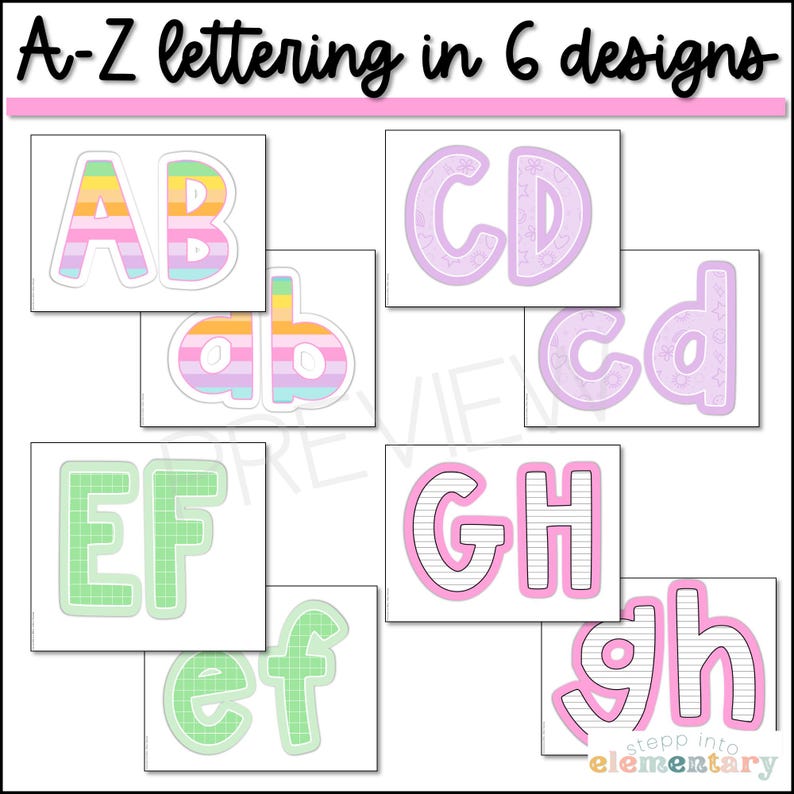 A-Z Bulletin Board Lettering | Bright Doodles Decor | Bulletin Board ...