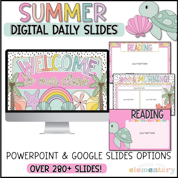 Summer Daily Slides | Trendy Summer Classroom Slides | Summer Classroom Management Slides | ocean/beach-themed clipart