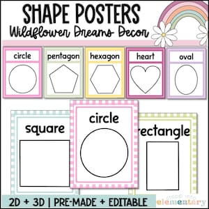 Wildflower Dreams Shape Posters | Math Posters | 2D & 3D Shapes | Trendy + Modern Classroom Decor