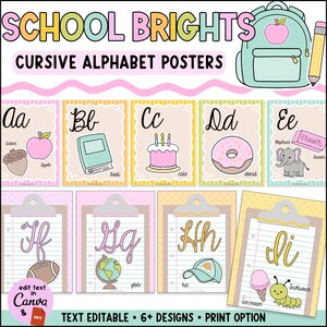Cursive Alphabet Posters | School Brights Decor | School Supplies Theme (Digital Download)