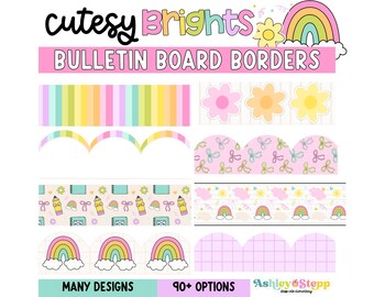 Ensemble de bordures pastel pour tableau d'affichage pour la salle de classe | Décoration lumineuse Cutesy (PDF)