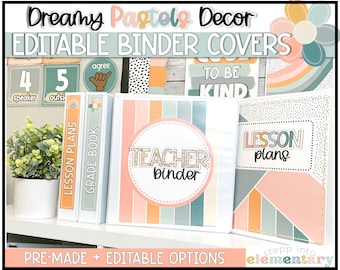 Dreamy Pastels Binder Covers & Spines | Editable | Trendy + Pastel Classroom Decor