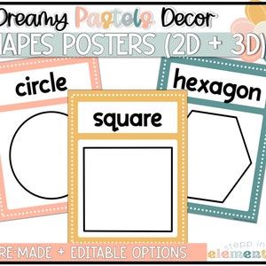 Dreamy Pastels Shape Posters | Math Posters | 2D & 3D Shapes | Trendy + Pastel Classroom Decor