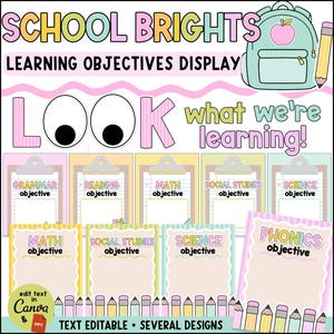 Learning Objectives Display | School Brights Decor | Look What We're Learning (Digital Download)