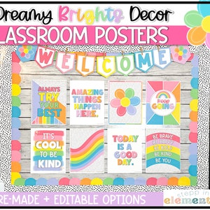 Dreamy Brights Classroom Posters Set | Bulletin Board | Trendy + Bright Classroom Decor