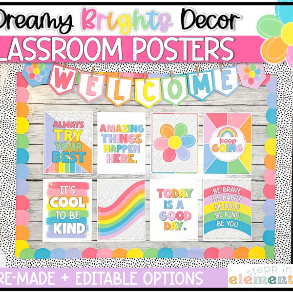Dreamy Brights Classroom Posters Set | Bulletin Board | Trendy + Bright Classroom Decor