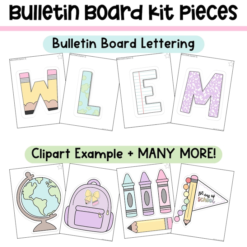 Back to School Bulletin Board Kit | Pastel Composition Notebook Decor ...
