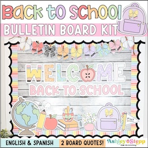 Back to School Bulletin Board Kit | Composition Notebook Decor | Pastel Colors | Back to School