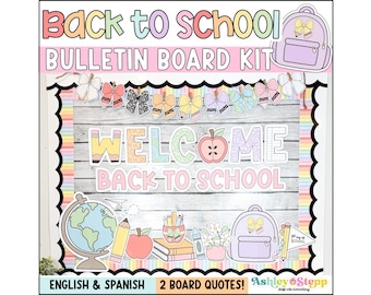 Trousse de babillard pour la rentrée scolaire | Décoration pastel pour carnet de notes (téléchargement numérique)