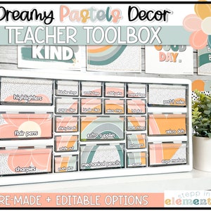 Dreamy Pastels Teacher Toolbox Labels | Classroom Organization | Editable | Trendy + Pastel Classroom Decor