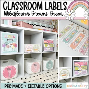 Wildflower Dreams Classroom Labels Set | Teacher Organization | Trendy + Modern Classroom Decor