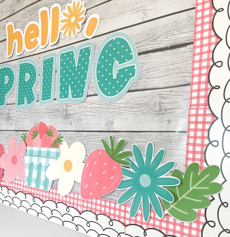 Spring Bulletin Board Kit Spring Decor April Edition Etsy