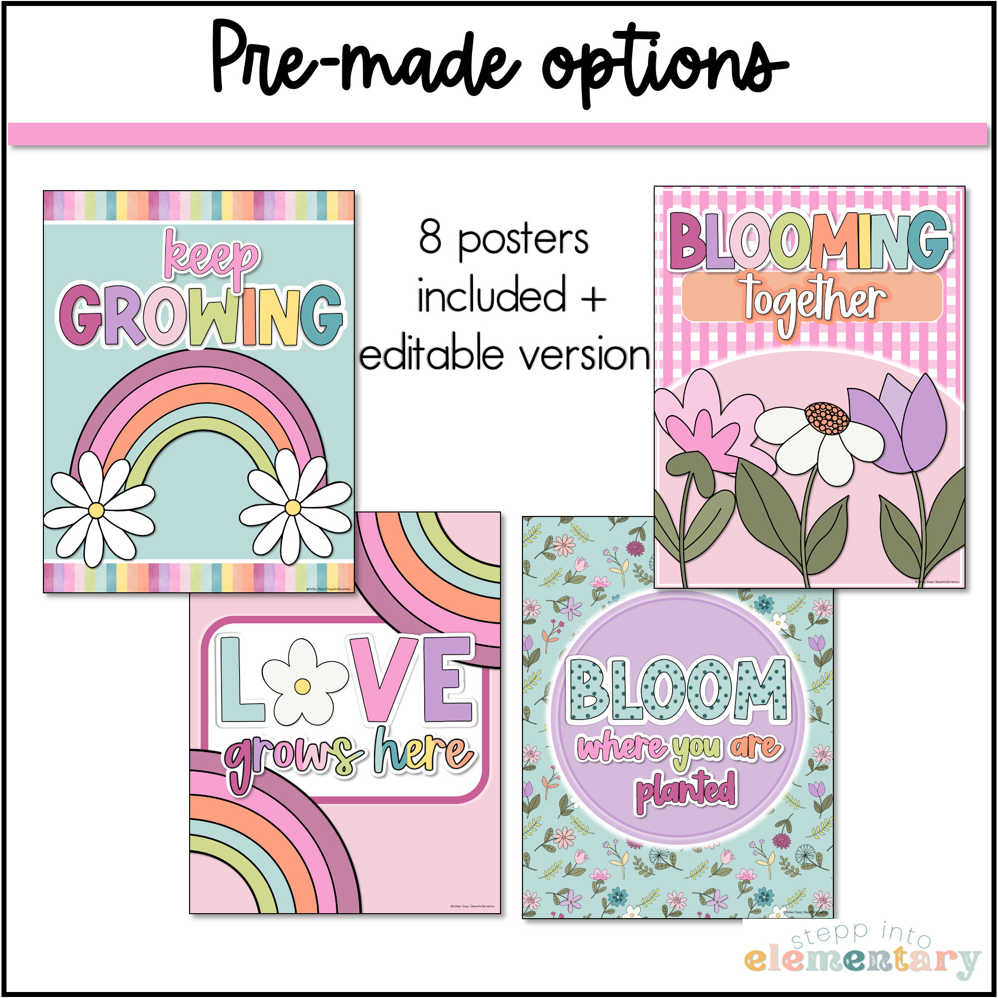 Spring Classroom Posters Set | Wildflower, Butterfly Theme (digital ...