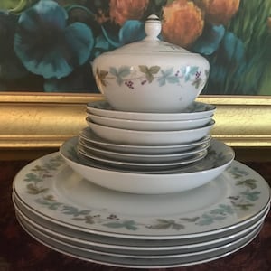 Vintage 12 pcs Fine China Japan 6701 Floral Design Plates