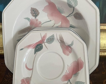 6 Pieces Mikasa Continental F3003 Silk Flowers Oven To Table Plates