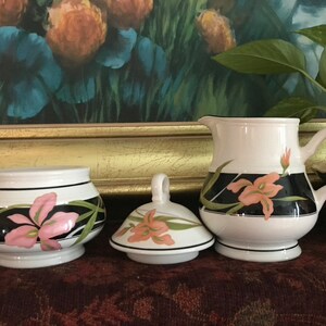 Vintage Sango 3 Pcs Pink Lillie Sugar Bowl And Milk Jug Replacement