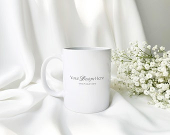 Coffee Mug Mockup. Aesthetic Bridal Style. White ceramic coffee mug mockup. Mug Mockups. JPG & PSD File. Instant Download. SW02