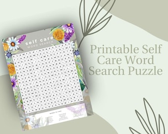 Printable Self Care Word Search Puzzle, Mental Health Worksheet, Mindfulness Activity for Adults & Teens, Positive Affirmation Game PDF