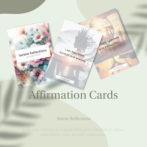 30 tarjetas de afirmación de reflexiones serenas / Descarga digital / Tarjetas imprimibles de atención plena y positividad para la paz interior y el cuidado personal