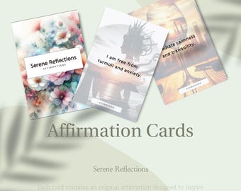 30 Serene Reflections Affirmation Cards | Digital Download | Mindfulness & Positivity Printable Cards for Inner Peace and Self-Care