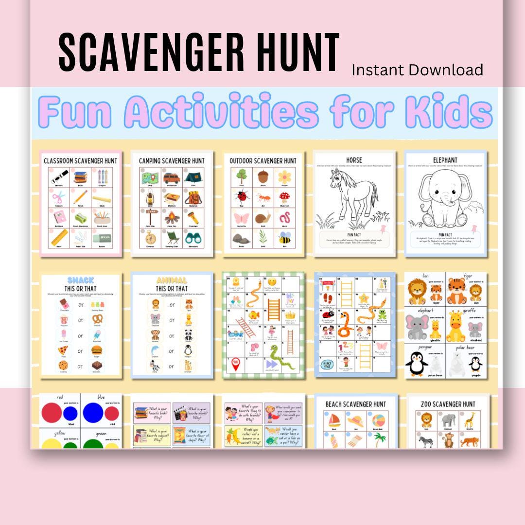 Kids Printable Activity Bundle Fun Educational Worksheets, I Spy Games ...