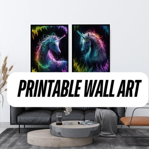 Set of 2 Magical Unicorn Printable Wall Art Instant Download Wall Art for Unicorn Lovers Multiple Sizes Available