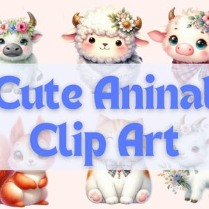 49 süße Baby Tiere Clipart Bundle | Aquarell PNGs | Sofort Download für Kinderzimmer Dekor