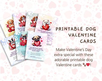 Buoni regalo stampabili per San Valentino / Biglietti di San Valentino 5x7 a tema cane / Biglietti digitali Puppy Love / Download immediato
