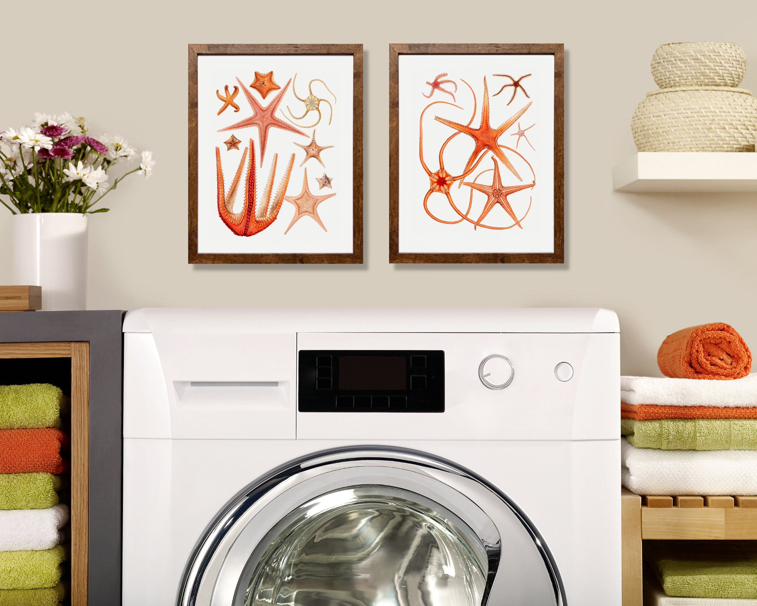 STARFISH WALL ART: Set of 3 Beautiful Red Starfish Digital Prints ...