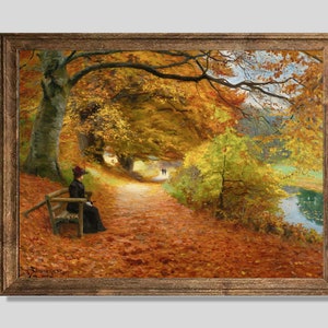 PRINTABLE WALL ART: Autumn Wooded Path Digital Prints. Vintage Landscape Painting from 1902. Fall Décor. Fine Art Prints. Instant Download.