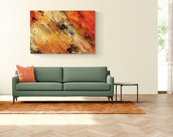 CANVAS PRINT Red Beige abstract modern urban wall art, home office decor, neutral. Free shipping.