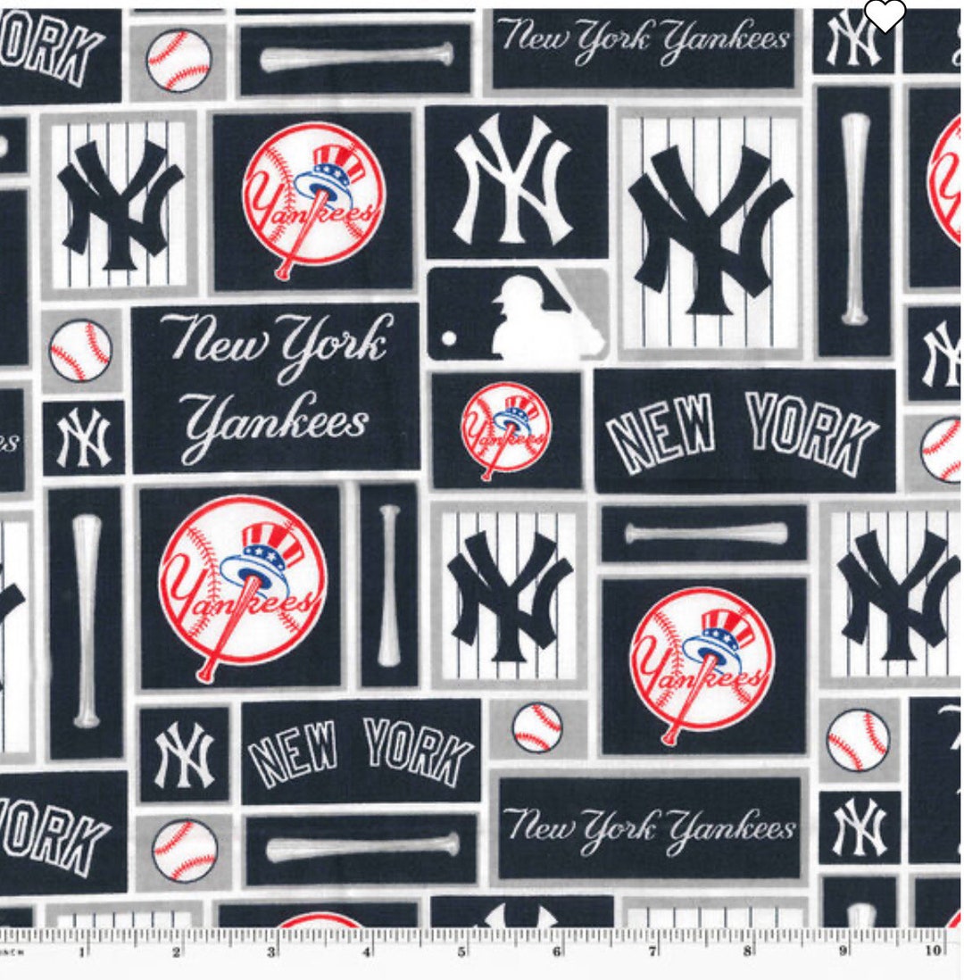 New York Yankees Cotton Fabric by the Yard Etsy