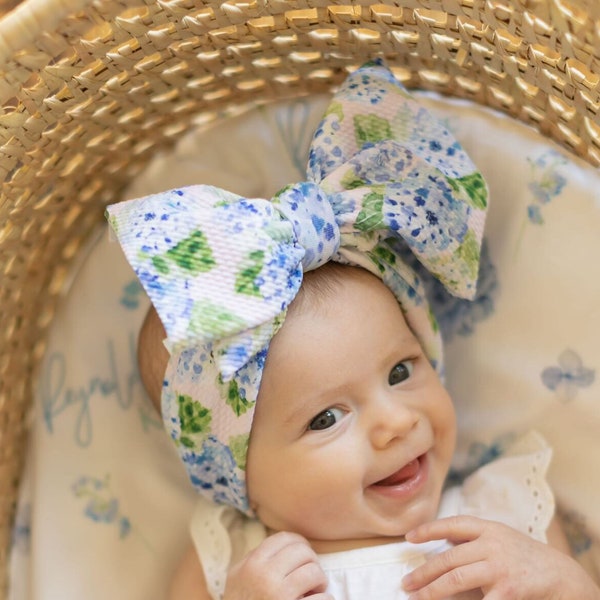 The Honey Bows Headwrap Hydrangea Bow Floral Hair Bow newborn to 4 years