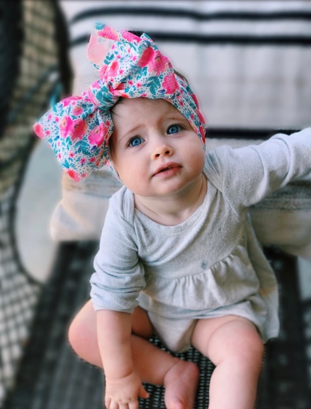 The Honey Bows Floral Baby Girl Headwrap Newborn to 4 Years, Blue