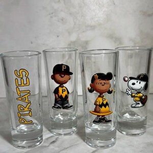 Peanuts Inspired Shot Glasses | Pittsburgh Baseball | Tailgate Party Decor