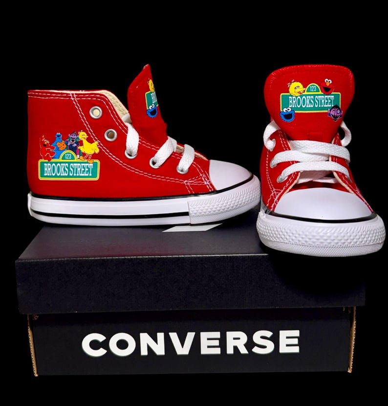 Personalized Custom Sesame Street Theme Toddler Baby Converse Sneakers Shoes image 1