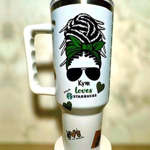 Custom Personalized 40 Ounce Tumbler With Handle Lid And Straw Stainless Steel Insulated