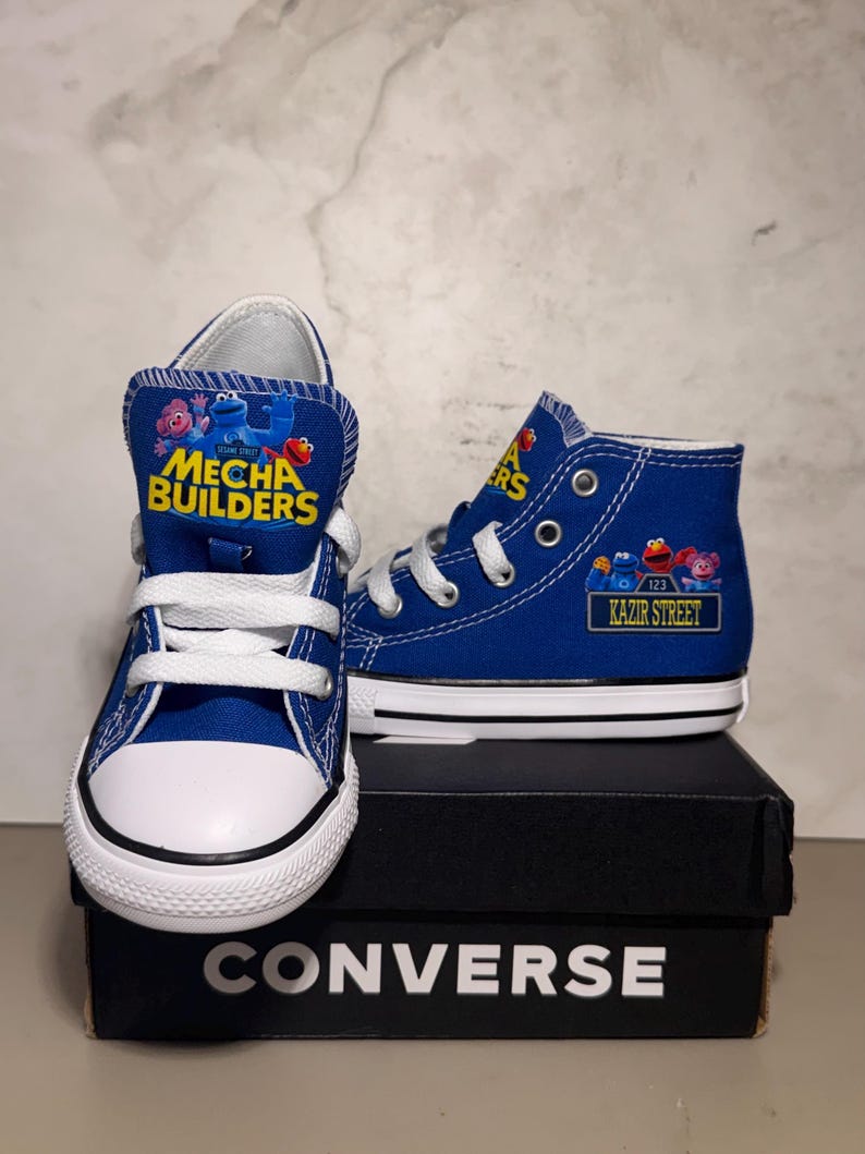 Personalized Custom Sesame Street Theme Toddler Baby Converse Sneakers Shoes image 2