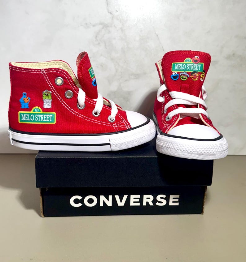 Personalized Custom Sesame Street Theme Toddler Baby Converse Sneakers Shoes image 4